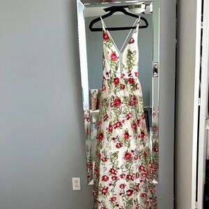 Vibrant Floral Embroidered Maxi Dress. Size M. New